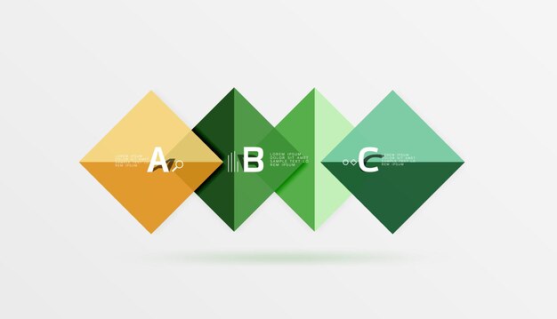 Kiiltävät neliöt tekstillä, abstrakti geometrinen suunnittelukonsepti. Vektoripohja työnkulun asettelukaavioon, numero-optioihin tai verkkosivujen suunnitteluun