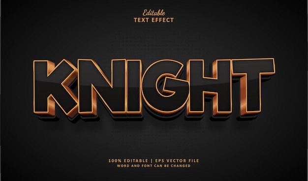 Knight Editable Text Effect Style 3d Black And Dark Gold