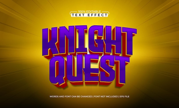 knight quest editable text effect with a knight and hero text style