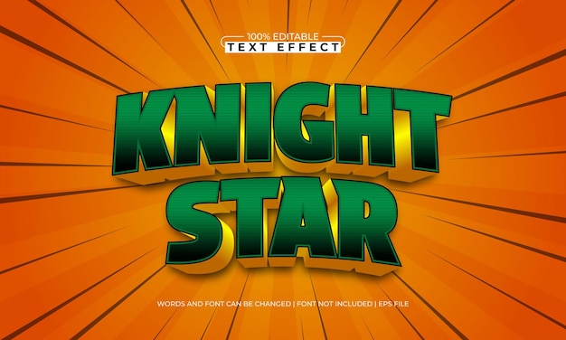 knight star editable text effect with a power and hero text style