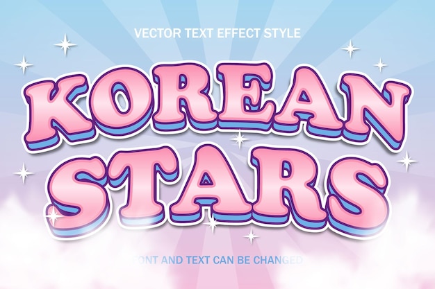 Korean stars font typography 3d editable text effect style lettering template background design art