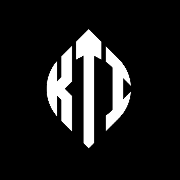 KTI circle letter logo design with circle and ellipse shape KTI ellipse letters with typographic style The three initials form a circle logo KTI Circle Emblem Abstract Monogram Letter Mark Vector