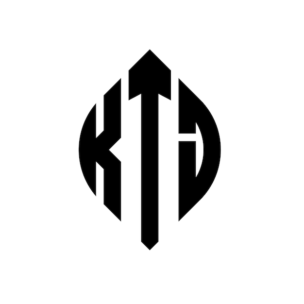 KTJ circle letter logo design with circle and ellipse shape KTJ ellipse letters with typographic style The three initials form a circle logo KTJ Circle Emblem Abstract Monogram Letter Mark Vector