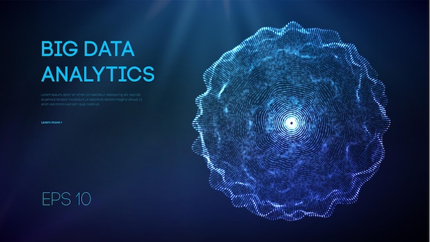 Kuvitus big data -analytiikan vektorilla markkinointisuunnittelua varten. Suuren datan visualisointi. Abstrakti vektoritausta. Futuristinen teknologiasuunnittelu. Tieteen teknologian käsite. Teknologian analyysi.