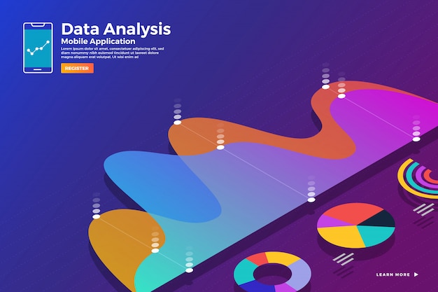 Kuvituskonseptit isometrinen data analyysi ja raportti staattinen wit graafi ja kaaviograafinen. Malli verkkosivustomallipalkkiolle. kuvaamaan.