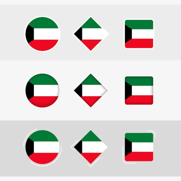 Kuwait flag icons set vector flag of Kuwait