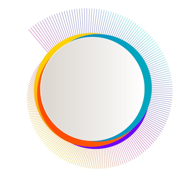 Label blank template white background and Blurry gradient with lines circle ring