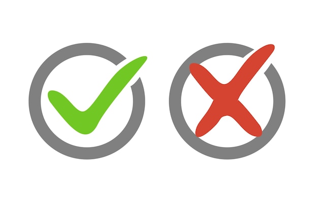 label check mark and cross set red and green