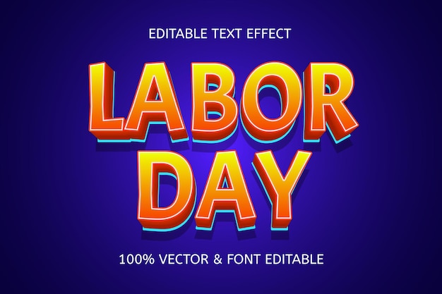 Labor day color blue orange editable text effect