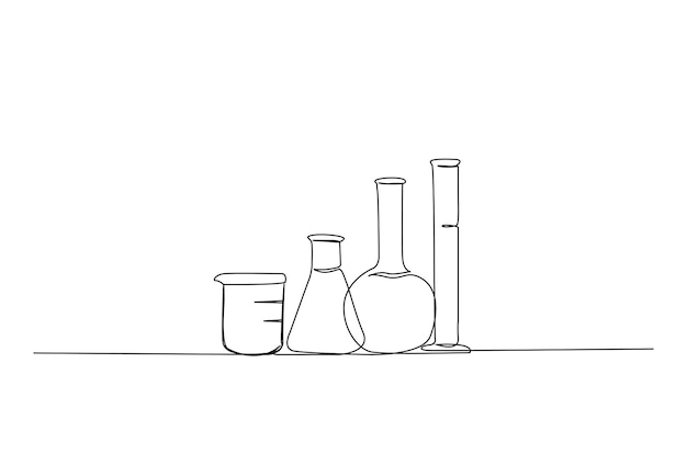Laboratory test tube glassware in continuous one line drawing