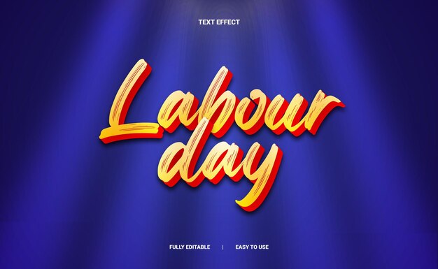 Labour day 3D Text Effect Fully Editable