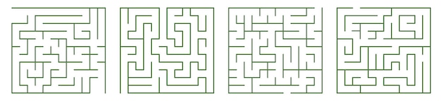 Labyrinth Tangled maze lines Logic game route Green geometric pattern