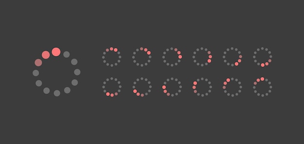 Ladataan latauspuskurin ikonin pyörivää sprite sheet -verkko-peli käyttöliittymän designia