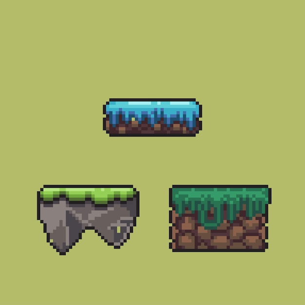 land tile set for game in pixel art style