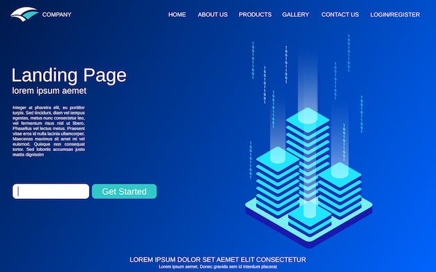 Landing page.  Digital technology isometric vector concept illustration