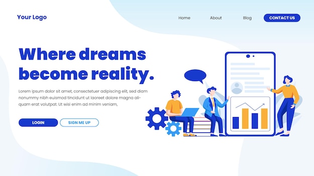 Landing page for professional business template in flat illustration vector design