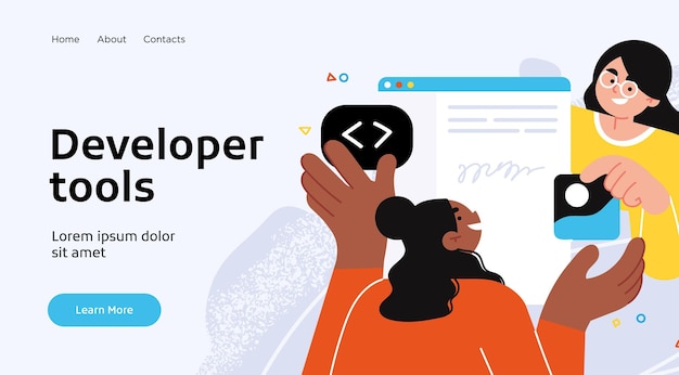 landing page template of developing computer software coding and programming