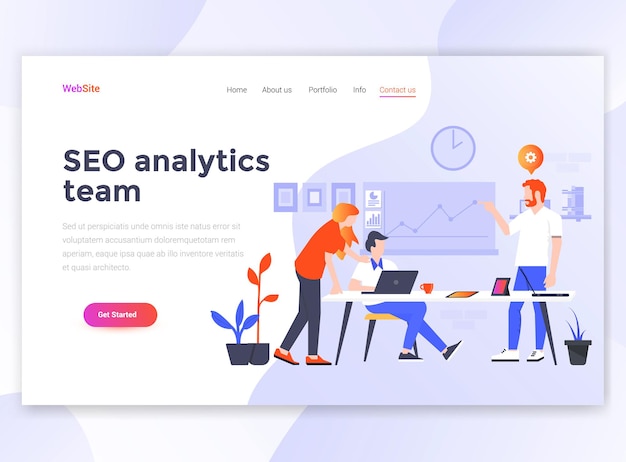 Landing page template of Seo Analytics team.