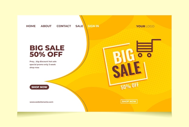 Landing page website cover design sale promotion template
