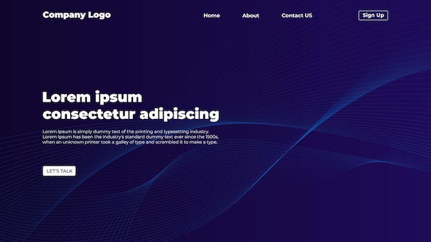 Landing page with wavey lines background