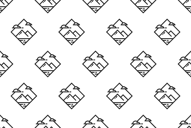 Landscape icon seamless pattern background template