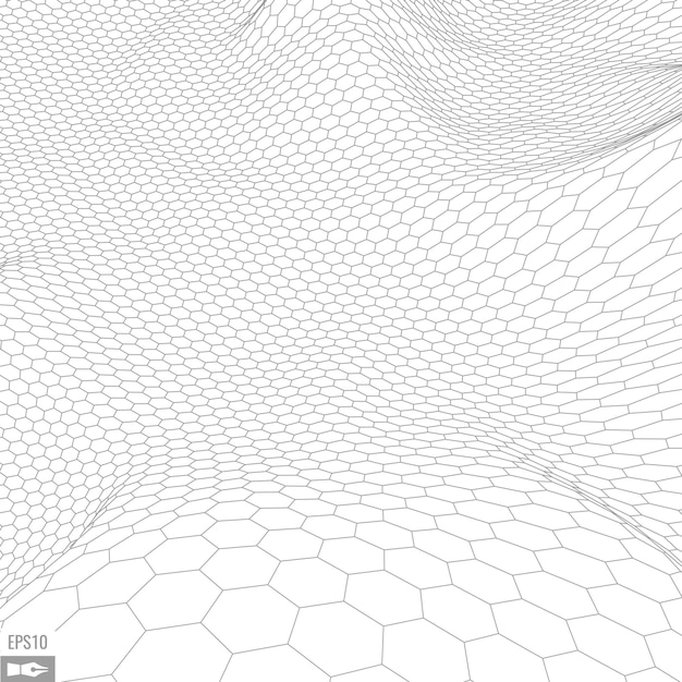 Lankamallimaisema valkoisella taustalla. Abstrakti geometrinen vektoriteknologiatausta. 3d-vektoridigitaalitausta