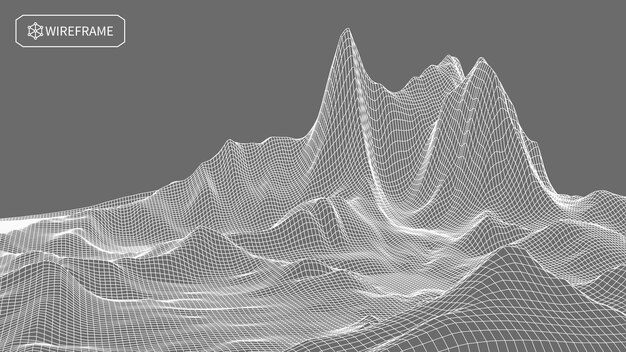 Lankamallimaisema valkoisella taustalla. Abstrakti geometrinen vektoriteknologiatausta. 3d-vektoridigitaalitausta