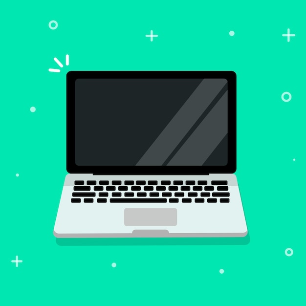 Laptop cartoon style vector illustration