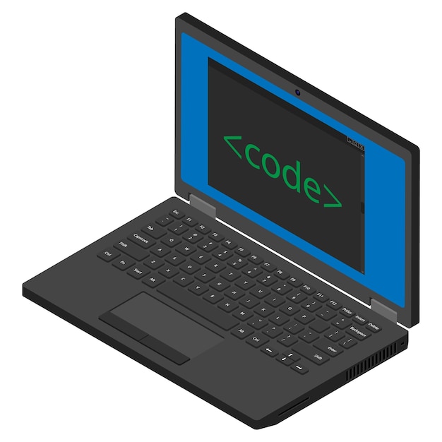 Laptop coding concept Web developer design programming Laptop screen code