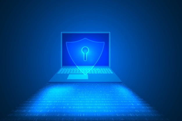 laptop cyber security and top privacy information data technology abstract. high security.