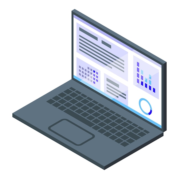 Laptop data learn icon isometric vector Study case Digital think