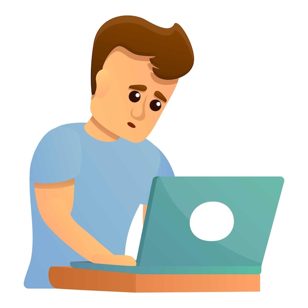 Laptop exam preparing icon Cartoon of laptop exam preparing vector icon for web design isolated on white background