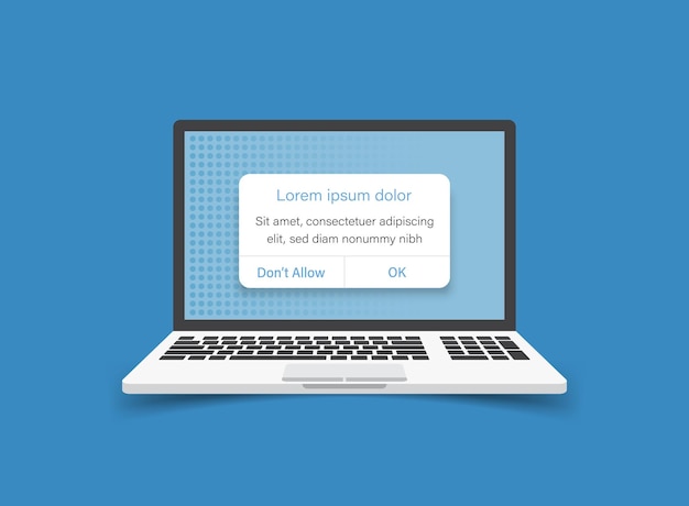 laptop notification icon in flat style computer vector illustration on isolated background reminder message sign business concept