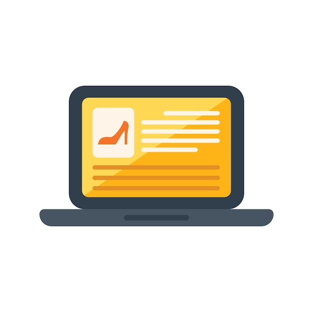 Laptop online shop icon flat vector Store web Card purchase isolated