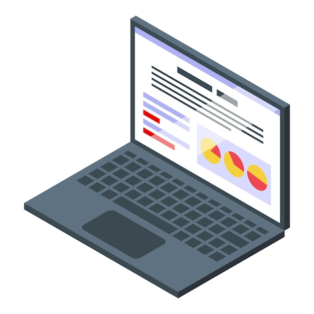 Laptop result money icon Isometric of Laptop result money vector icon for web design isolated on white background