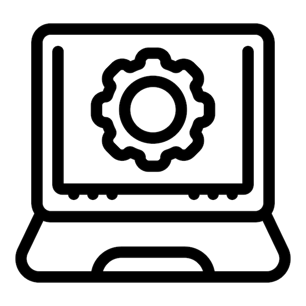 Laptop showing gear wheel symbolizing configuration settings