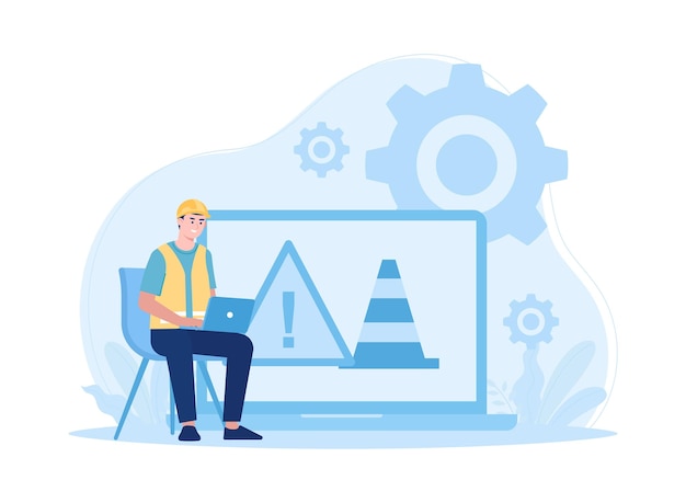 laptop troubleshooting service trending concept flat illustration