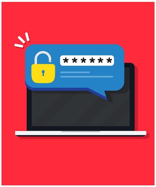 Laptop with account login icon in flat style