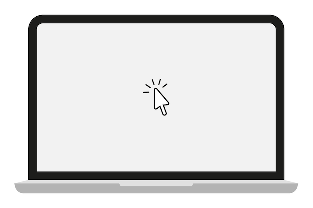 Laptop with arrow cursor. Vector illustration