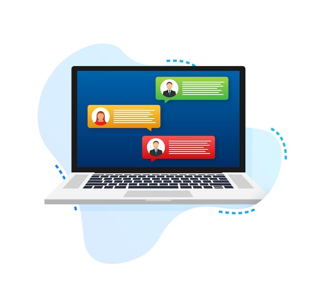 Laptop with customer review rating messages laptop display and online reviews