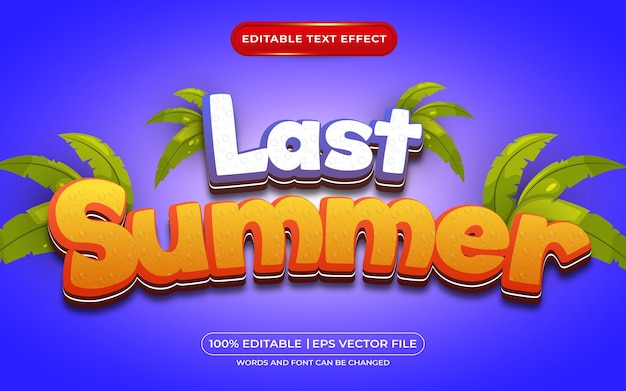 Last summer editable text effect cartoon style