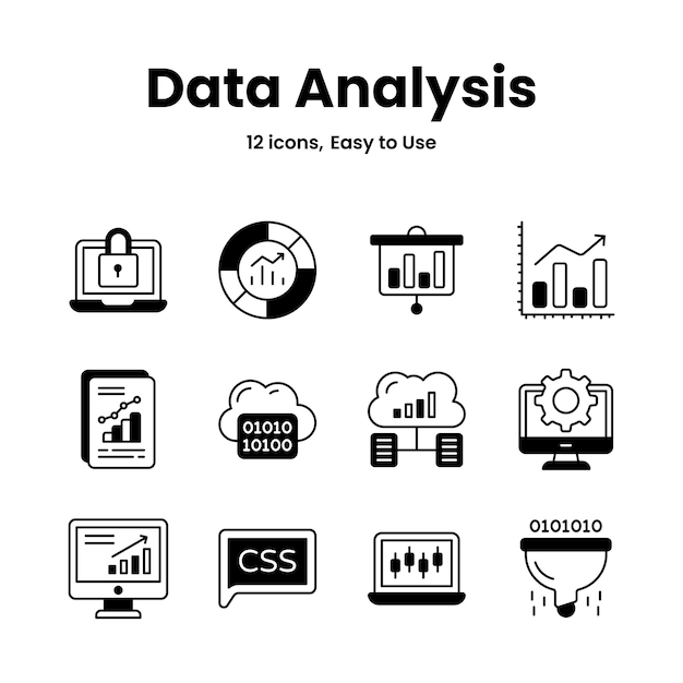 Lataa huolellisesti suunnitellut data-analyysi- ja tilastoikonit nämä Premium-vektorit ovat helppokäyttöisiä