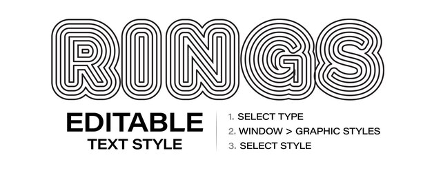 Layered outline text effect editable graphic style modern retro style with dynamic lines for