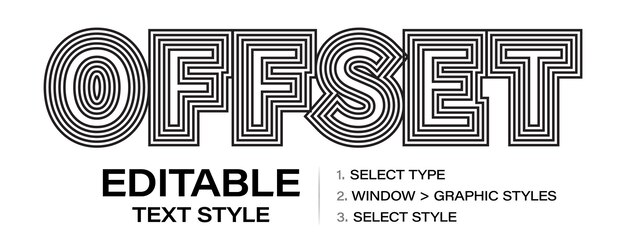Layered outline text effect editable graphic style modern retro style with dynamic lines for