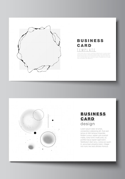 layout of two business cards design templates, horizontal template.