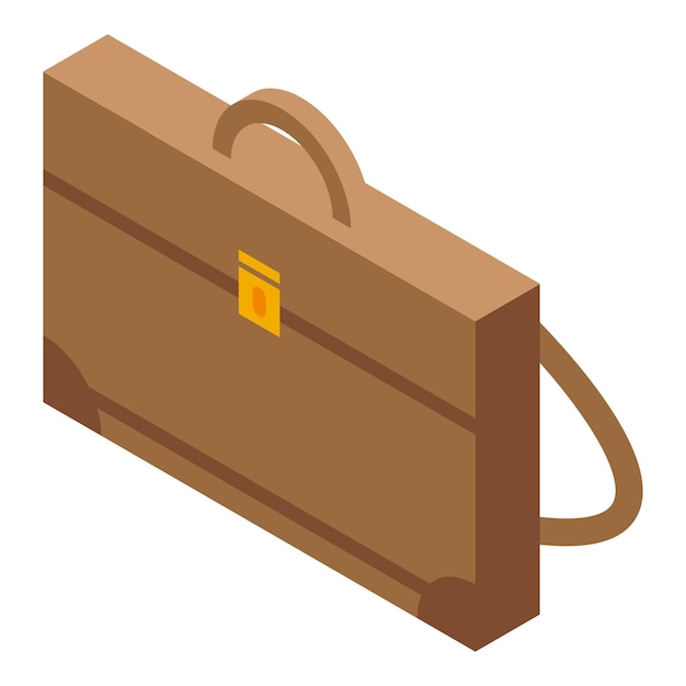 Leather briefcase icon isometric vector Travel case bag Work valise briefcase