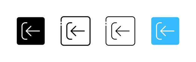 Left arrow icons Different styles open door icon button left arrow icons Vector icons