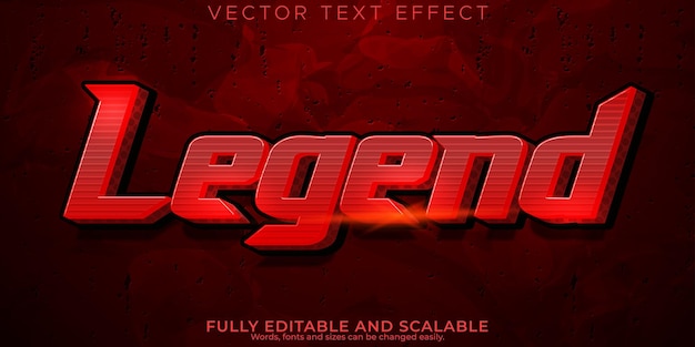 Legend text effect editable red and warrior text style