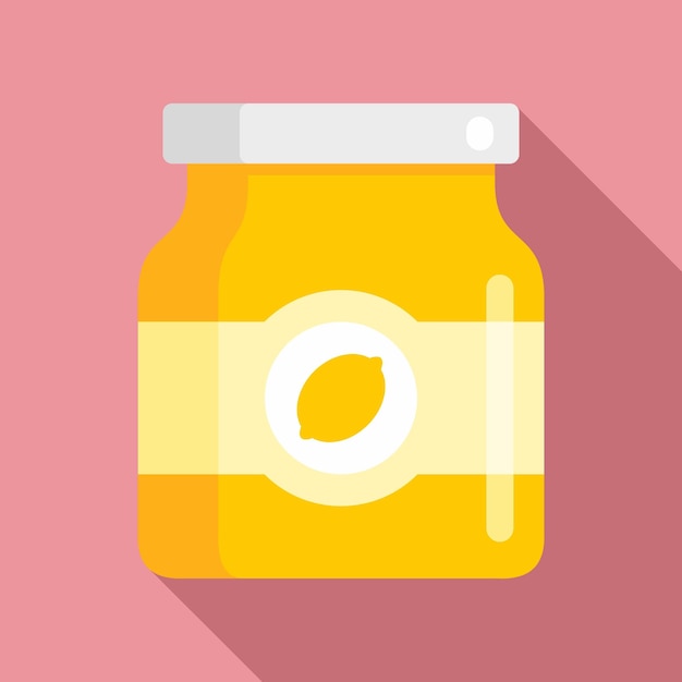 Lemon jam jar icon Flat illustration of lemon jam jar vector icon for web design