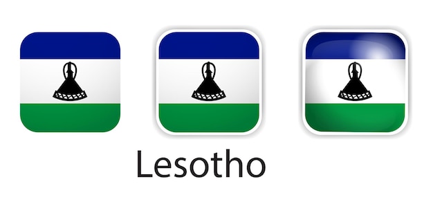 Lesotho flag vector icons set in the shape of rounded square